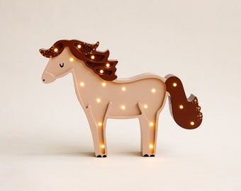 Lampe murale cheval en bois, veilleuse LED, lumière décorative personnalisée pour chambre d'enfant, veilleuse en bois, lampe pour enfants, lampe de chevet pour enfants