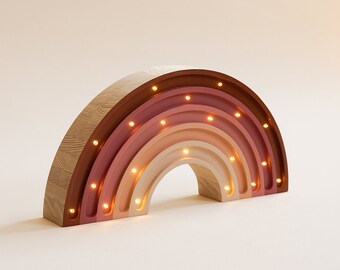 Handcrafted Wooden Rainbow Lamp - Perfect Night light for Kids' Bedrooms