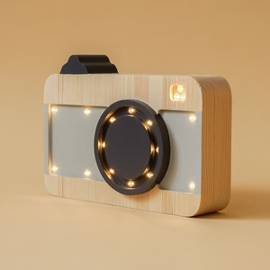 Scandinavian wooden Camera lamp - personalized gift - gifts for kids - wooden kids lamp - kids table lamp, night light for kids