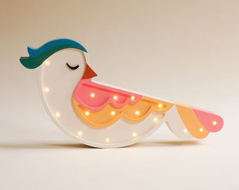 Handmade wooden Bird kids lamp, birthday baby gift, baby shower gift, night lamp for kids, woodland theme bedroom