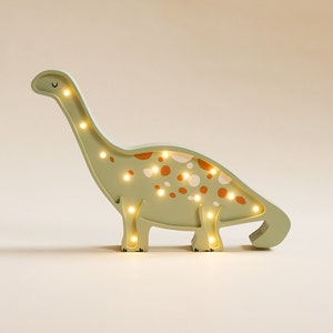 Wooden Dinosaur Night Lamp for Kids - Baby Birthday Gift, Eco-friendly Baby Nursery Decor, Includes Free Remote Controller