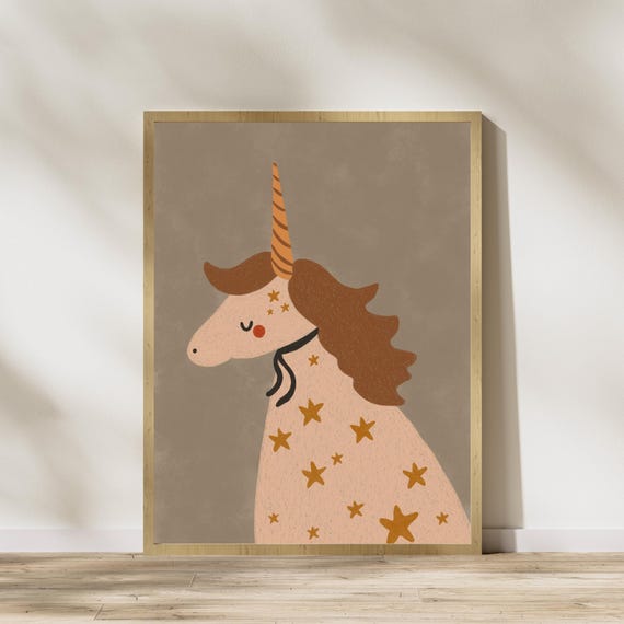 Handmade Unicorn Wall Art for Kids, Unique Paper, Kids Art Prints, Kids Art Gifts, Prints for Kids, Personalized Gift, Unicorn Wall Prints
