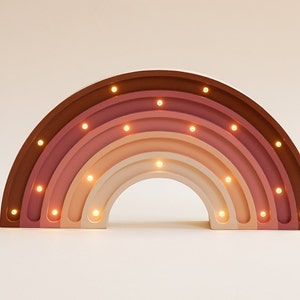 Lampe arc-en-ciel rose en bois - Veilleuse parfaite pour les chambres d'enfants, veilleuse faite main pour chambre d'enfants