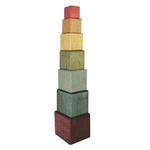 Colorful stacking stones, wooden blocks building blocks, Montessori wooden toys, set of 5, stacking tower, natural colors, Waldorf toys for toddlers