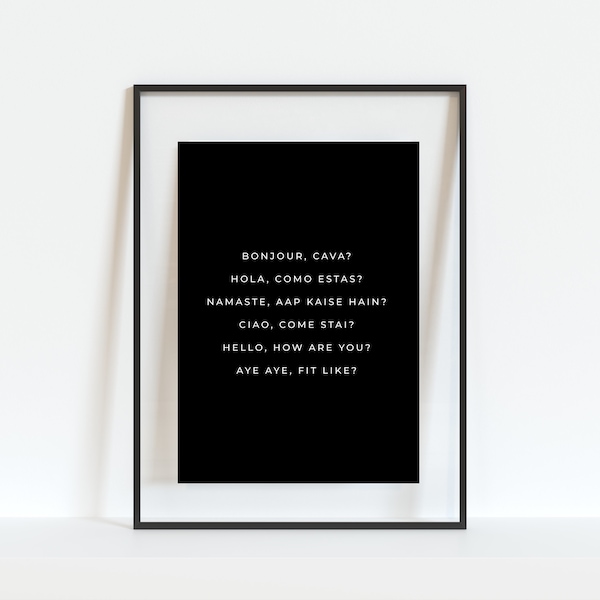 Welcome Print | Scottish Print | Languages | Wall Decor | Black and White