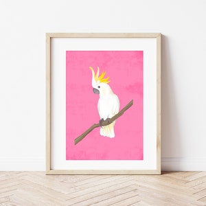 A4 Cockatoo Print, Australian Art, Wall Decor, Animal Print