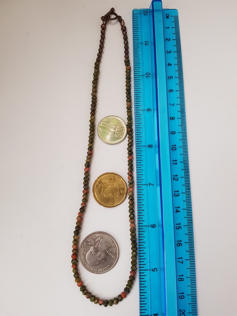 Unakite Necklace 16 Mother/'s Day Gift Minimalist Unakite Beaded Necklace 41 cm