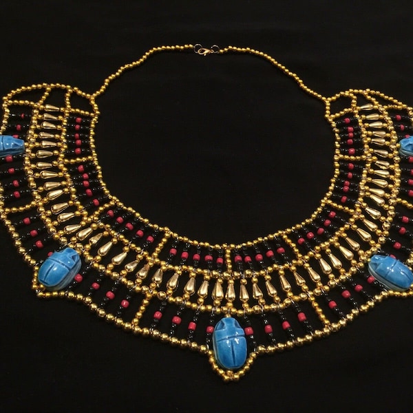 Egyptian Queen Cleopatra Style Pharaoh's Necklace/Collar - 100% Handmade. 6"-11"