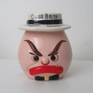 Vintage 50's Ceramic Cuss Bank | 50's Bank | Coin Bank | Novelty Bank | Kitsch | Gag Gift | Ceramic Bank