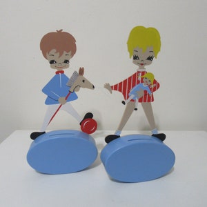 Vintage 60's Mod Boy & Girl Rocking Coin Banks | Novelty Bank | Kitsch | 60's Coin Bank | Vintage Coin Bank