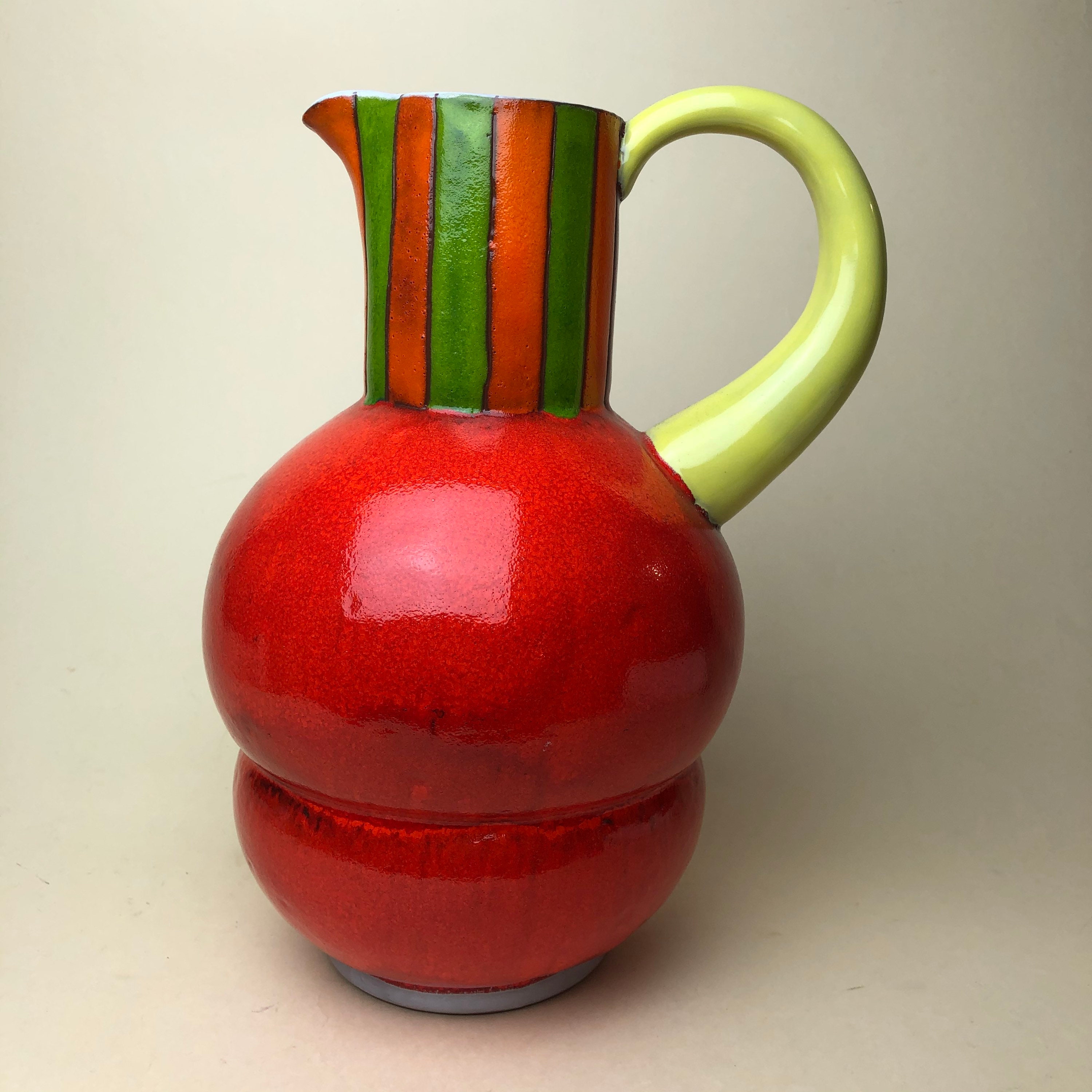 Retro Orange Art Pottery Stoneware Pitcher 13 Department 56 Etsy