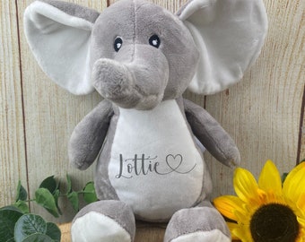 Personalised Heart Name Teddy - Elephant, Teddy Bear, Soft Toy, Plushie, Cuddly Toy, Just Because Gift, Birthday Gift, Christmas Gift, Teddy