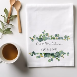 Mr & Mrs Tea Towel, Wedding Gift Tea Towel, New Home Gift, Gift For Couple, Wedding Present, Personalised Tea Towel, Housewarming Gift