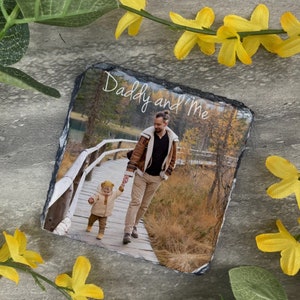 Personalisierter Foto-Untersetzer, Papa Geschenk, Schiefer Untersetzer, Vatertagsgeschenk, Geschenk für Papa, Geschenk für Papa, Geburtstagsgeschenk