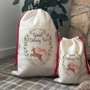 Personalised Reindeer Christmas Sack, Christmas Gift Sacks, Present Sacks