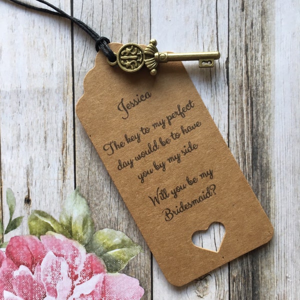 Bridesmaid, Bridesmaid Proposal, Will You Be My Bridesmaid, Chief Bridesmaid, Maid Of Honor, Key, Vintage Key