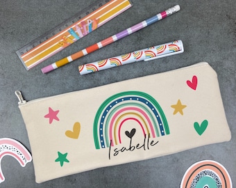 Back To School Supplies, Pencil Case Kids, Personalised Pencil Case, First Day Of School, Cute Pencil Case,  Bright Rainbow Pencil Case