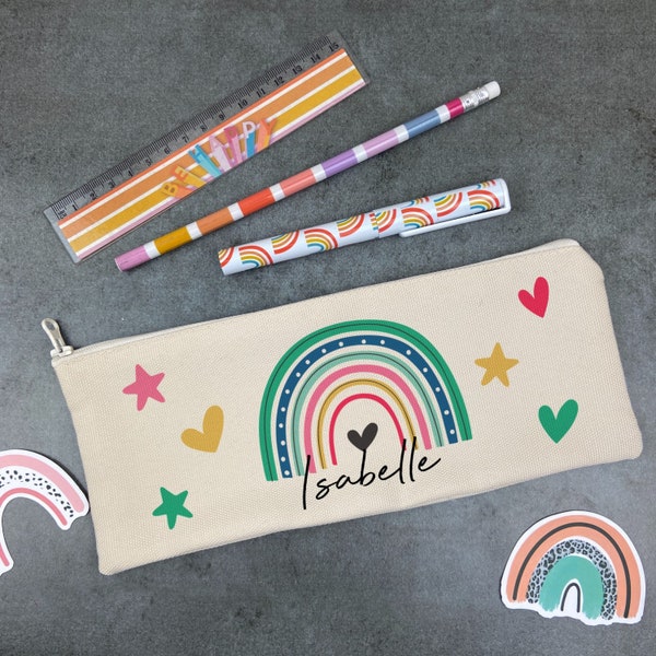 Back To School Supplies, Pencil Case Kids, Personalised Pencil Case, First Day Of School, Cute Pencil Case,  Bright Rainbow Pencil Case