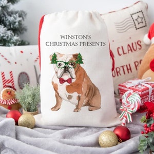 Personlig julsäck till hund, jultomtesäck till hund, julgodispåse till husdjur, julsäck, jultomtesäck till husdjur, julaftonssäck, julklapp