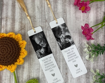 Personalised Photo Bookmark - A heartfelt Gift For Grandad,  Custom Photo Bookmark For Grandpa, Bookmark For Grandad, Metal Photo Bookmark