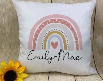 Personalised Pastel Rainbow Cushion, Rainbow gift, Personalised cushion, gift, Cute cushion, Cushion Cover, Birthday Gift, Just because gift