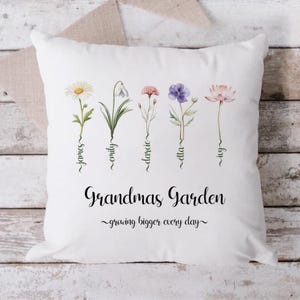 Cojín de jardín personalizado de la abuela: Funda de flores personalizada