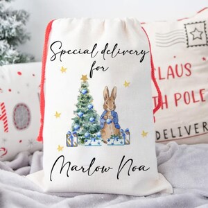 Santa Sack, Personalised Santa Sack, Rabbit Santa Sack, Christmas Eve Sack, Sack For Christmas Presents, Personalised Christmas Sack