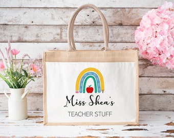 Personalised Teacher Bag, End Of Year Teacher Gift, Lunch Tote, Lunch Bag, Teacher Tote Bag, Teacher Gift, Teacher Appreciation, Thank You