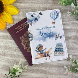 Capa de passaporte infantil personalizada, porta-passaporte com nome personalizado, protetor de passaporte infantil, presente de viagem de aventura para meninos, acessório de viagem