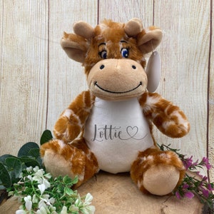 Personalised Heart Name Teddy- Giraffe, Teddy Bear, Soft Toy, Plushie, Cuddly Toy, Just Because Gift, Birthday Gift, Christmas Gift, Giraffe