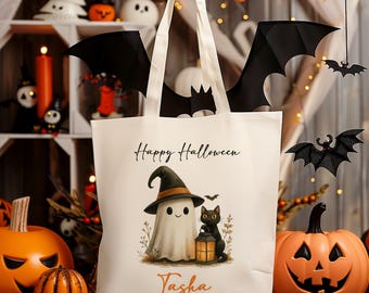 Bolsa personalizada de Halloween / Bolsa de fantasmas personalizada / Bolsa de dulces para niños / Bolsa reutilizable para dulces / Bolsa de dulces de calabaza