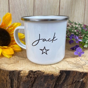 Personalised Enamel Star Mug, Star mug, Children’s mug, Gift for Kids, lockdown gift, Enamel Mug, Christmas Mug, Christmas Eve Box Filler