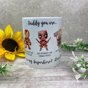 Personalizowany kubek dla taty superbohatera od dzieci - spersonalizowany prezent na dzień ojca od dzieci, prezent urodzinowy, spersonalizowany prezent, prezent dla taty, kubek na kawę