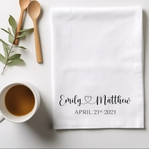 Personalised Tea Towel, Wedding Gift Tea Towel, New Home Gift, Gift For Couple, Wedding Present, Personalised Tea Towel, Housewarming Gift