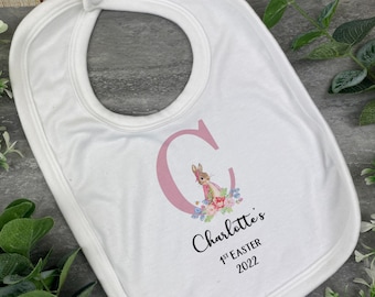 Easter Initial Bib and Vest, New Baby, 1st Easter Outfit, Personalised First Easter Bib, 1st Easter Clothing, Easter Vest, Easter Babygrow