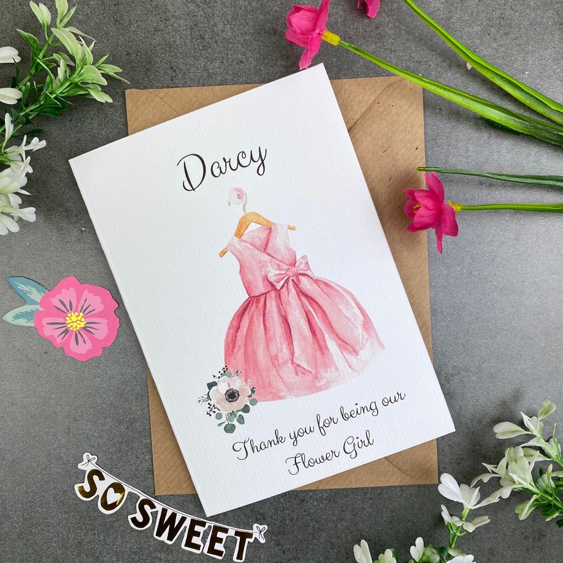 flower girl card thank you for being our flower girl