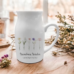 Mother&#39;s Day Personalised Jug, Mother&#39;s Day Custom Vase, Gift For Mum, Flower Vase, Gift For Grandma, Birthday Gift, Grandma&#39;s Garden