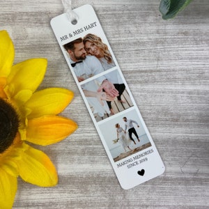 Personalised Couples Photo Bookmark, Gift For Couple, Metal Photo Bookmark, Valentine&#39;s Gift, Personalised Photo Gift For Him, Gift For Her