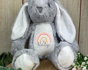 Juguete suave personalizado arco iris, regalo de bebé nuevo, peluche arco iris, regalo para bebé nuevo, regalo para niños, animales suaves - conejo, elefante, león, búho