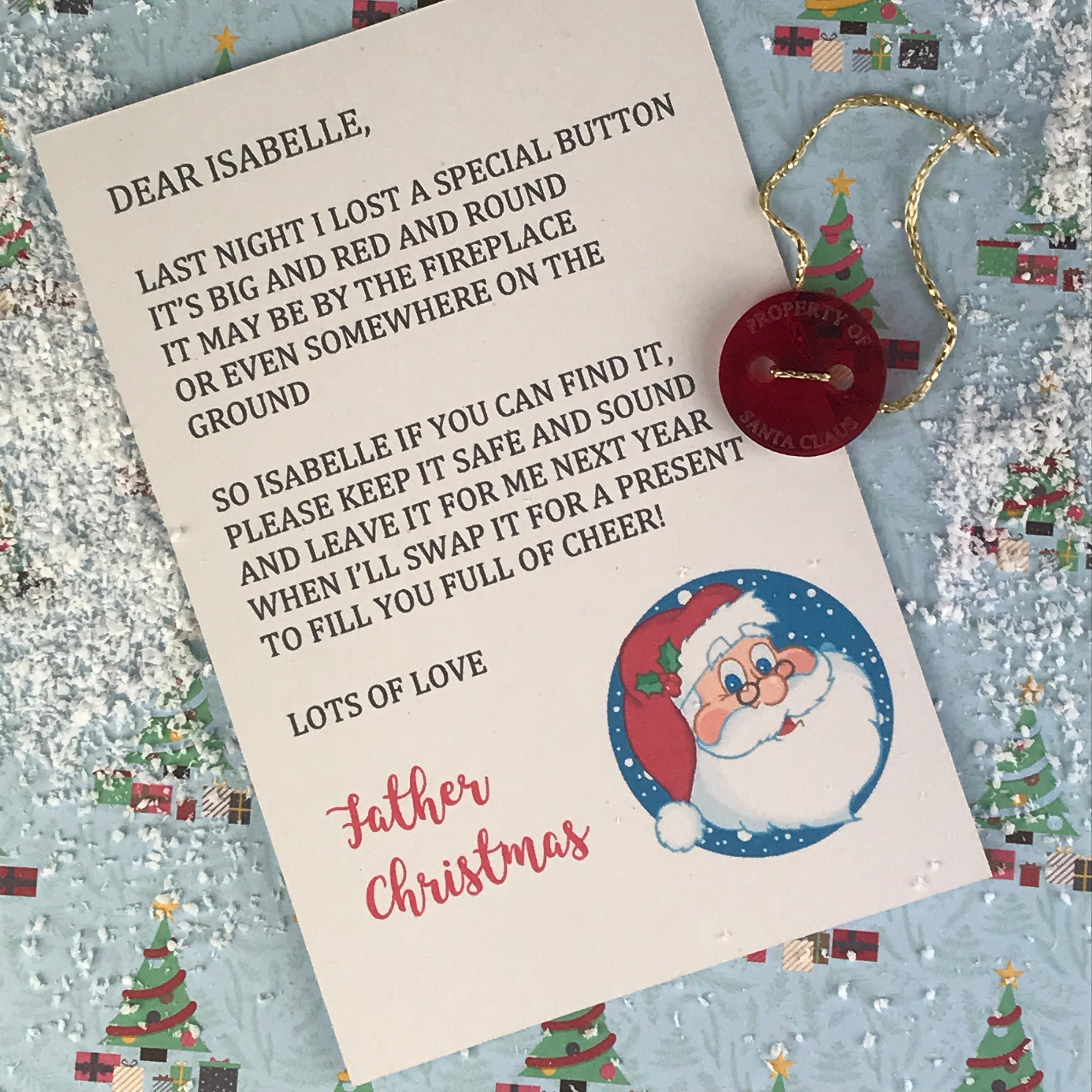 Santa s Lost Button Personalised Santa s Lost Button Etsy Santa s Lost Button Personalised Santa s Lost Button Etsy