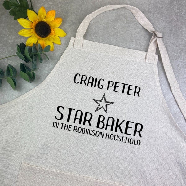 Tablier personnalisé, Tablier Star Baker, Tablier prénom, Cadeau Star Baker, Cadeau de Noël, Tablier de pâtisserie, Cadeau pâtisserie, Cadeaux de Noël pour lui