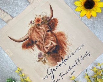 Highland Kuh Tragetasche: Individuelle Einkaufstasche aus Canvas