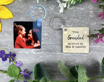 Grandad Keyring, Photo Keyring, Birthday gift, Fathers Day, Grandad Gift, From the Grandkids, Gift for him, Keychain, Grandchildren Gift,