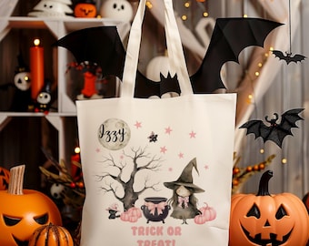 Bolsa personalizada de bruja para truco o trato / Bolsa de fantasma personalizada / Bolsa de dulces para niños / Bolsa reutilizable para truco o trato / Bolsa de dulces de calabaza