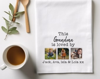 Tea Towel, Grandparents, Auntie, Personalised Tea Towel, Personalised Christmas Gift, ,Grandma Christmas Gift, Gift For Mum, Home Decor