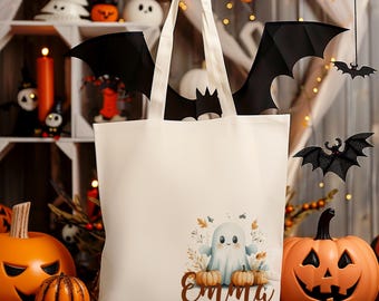 Bolsa de Halloween personalizada / Bolsa de fantasmas personalizada / Bolsa de dulces para niños / Bolsa reutilizable para dulces / Bolsa de dulces de calabaza