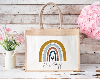 Personalised Jute Bag, Mother's Day Gift, Shopping Bag, Personalised Bag, Nan Gift, Mummy Gift, Grandma Gift, Tote Bag, Lunch Bag,