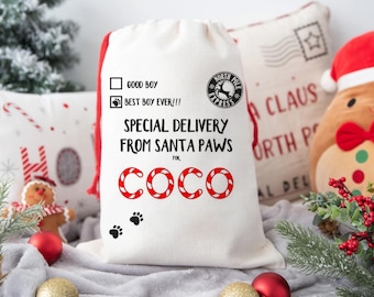 Personalised Dog Santa Sack - Special Delivery, Christmas Treat Bag, Christmas Sack, Pet Santa Sack, Christmas Eve Sack, Christmas Dog Gift