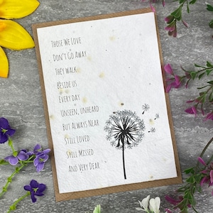 Those We Love Don't Go Away Plantable Seed Card, Greetings Card, Thinking of You, Card for Friend,  Loved One, Plantable Card