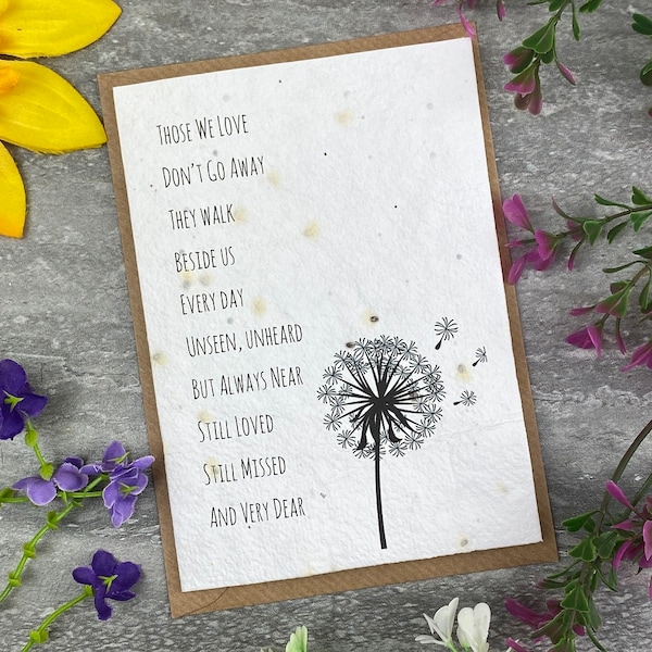 Those We Love Don't Go Away Plantable Seed Card, Greetings Card, Thinking of You, Card for Friend,  Loved One, Plantable Card